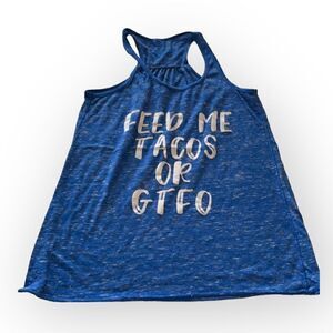 Workout tank top feed me tacos halter blue
